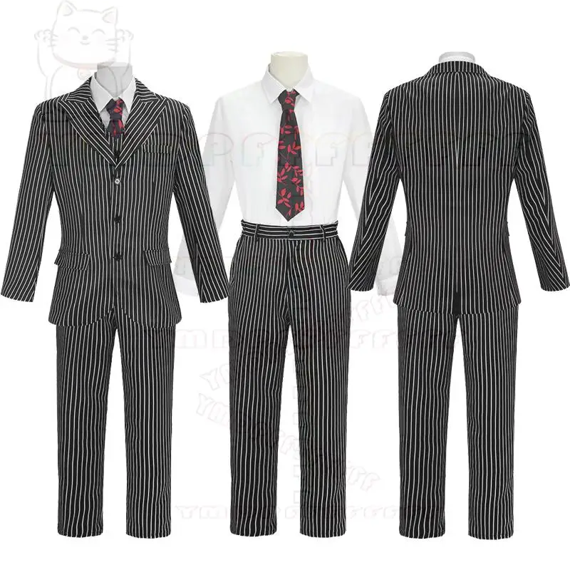 

Фильм Среда Аддамс Семья Гомес Адамс Косплей Комплект Черный Полосатый Блейзер Брюки Жилет Рубашка Галстук Комплект Хэллоуин Карнавальная Стоимость