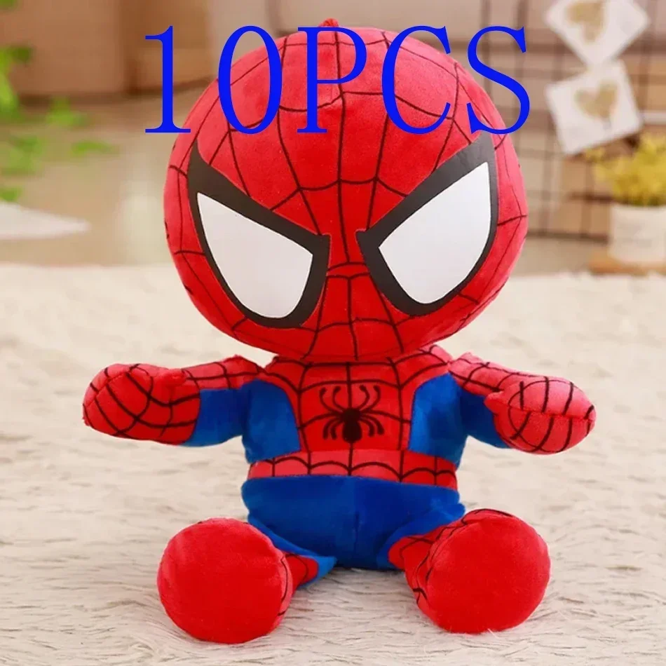 10PCS Marvel Spiderman Pluszowa zabawka Miękkie wypchane lalki z kreskówek Duże pluszowe lalki z tkaniny Poduszka dla dzieci Prezent świąteczny 25-30CM