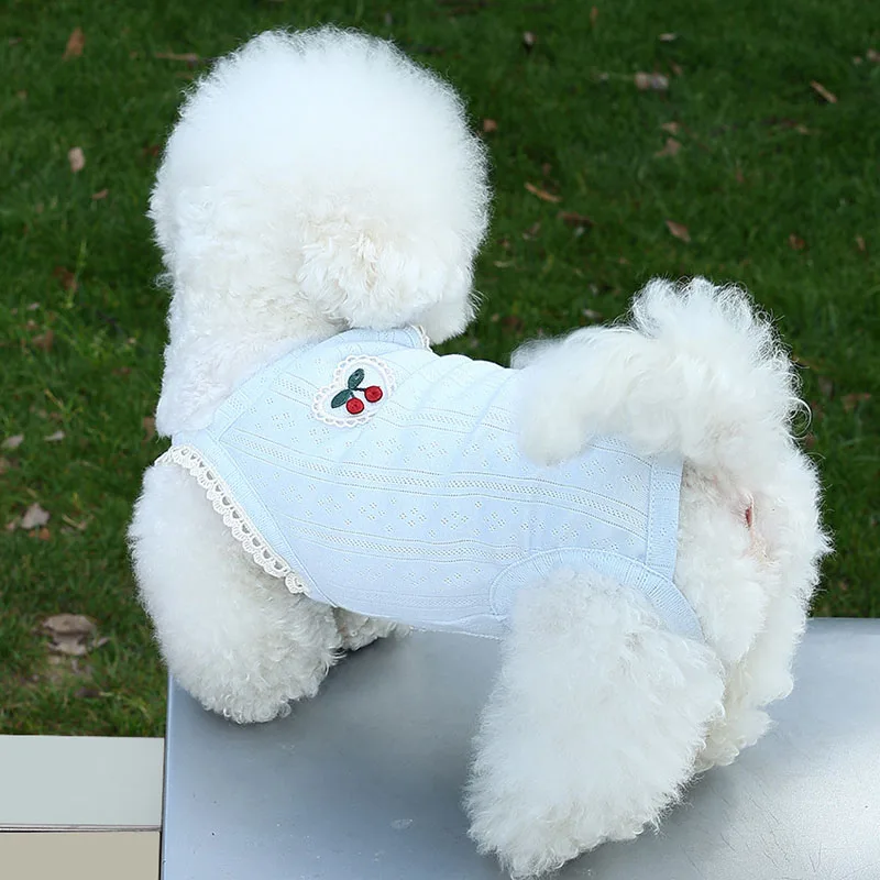 

Sweet Dog Clothes Summer Mesh Overalls For Dog Blue Purple Costume Puppy Pajamas Jumpsuit Wrapped Belly Clothing Shih Tzu Poodle