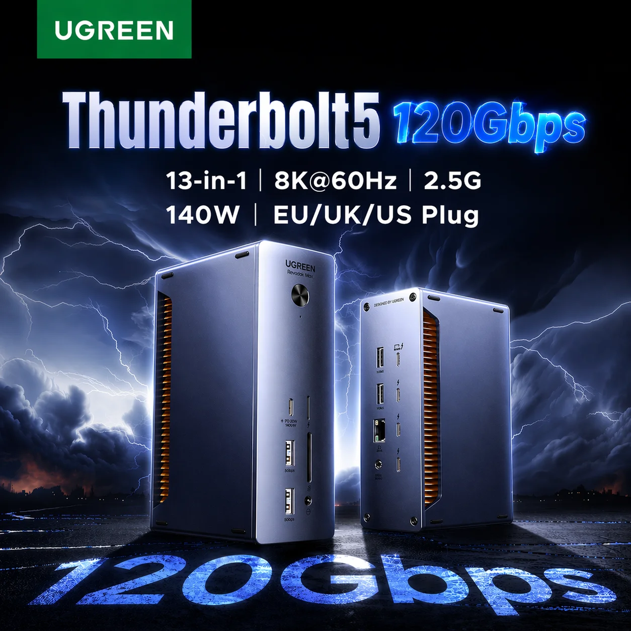 UGREEN Thunderbolt 5 Docking Station 8K60Hz 120Gbps 2.5GbE RJ45 SD&TF 3.5mm for MacBook Laptop Dell XPS Razer Blade 18 USB-C HUB