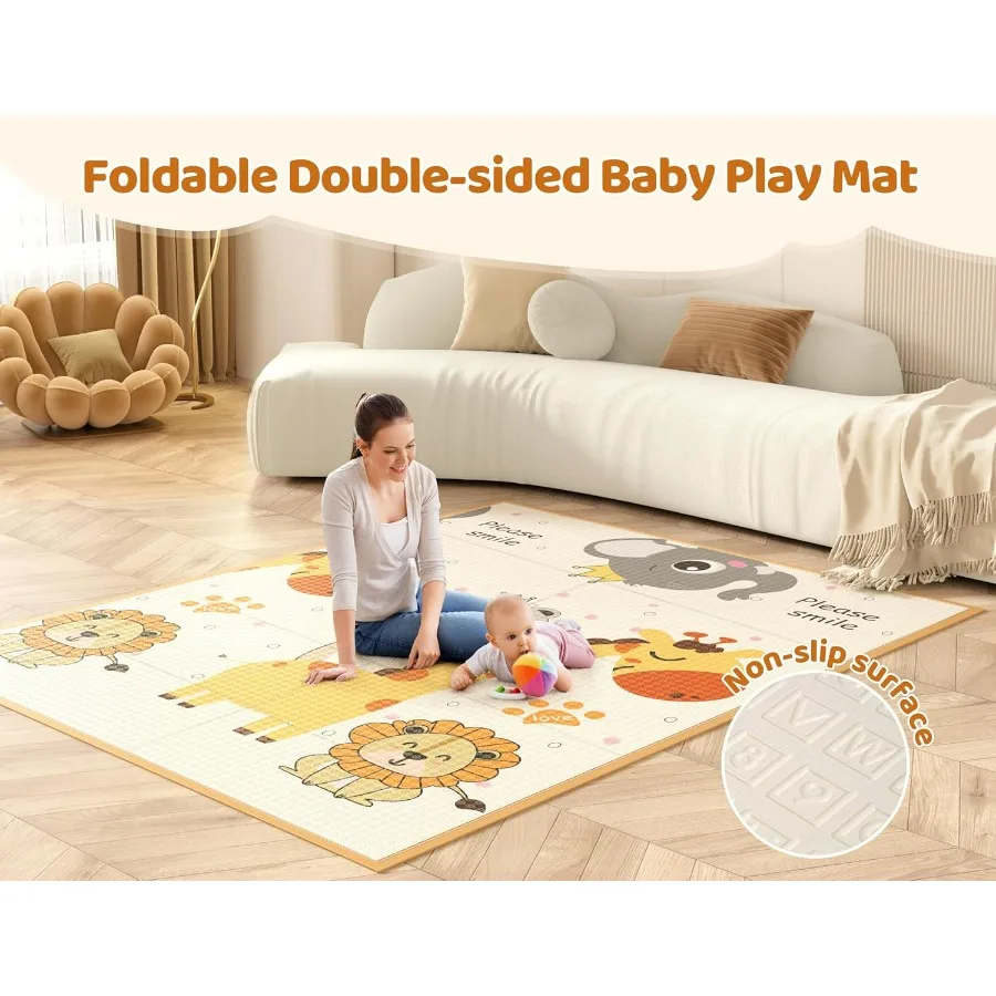 روضة أطفال مع حصيرة، روضة أطفال كبيرة جدًا مقاس 71 × 59 بوصة للأطفال الصغار، ساحة اللعب، لعب سياج الطفل ومنطقة النوم للاستخدام الداخلي والخارجي