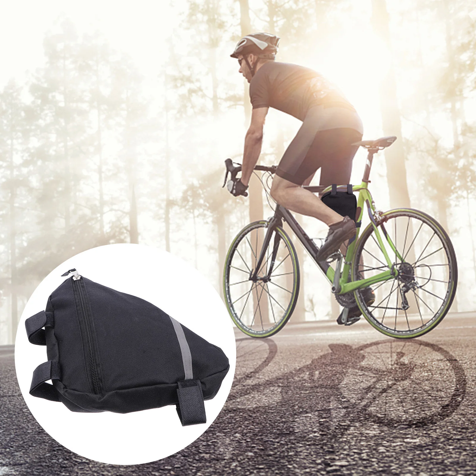 

Bike Frame Bag Large Storage Waterproof Cycling Pouch Slim Design Quick Access Front Beam Package for Mountain Road Bikes Riding