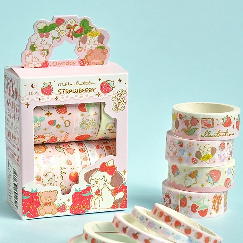 

1set Cute Strawberry DIY Scrapbooking Journal Decoration Adhesive Collage Material Stickers Kids Gift Tape Planner Handbook