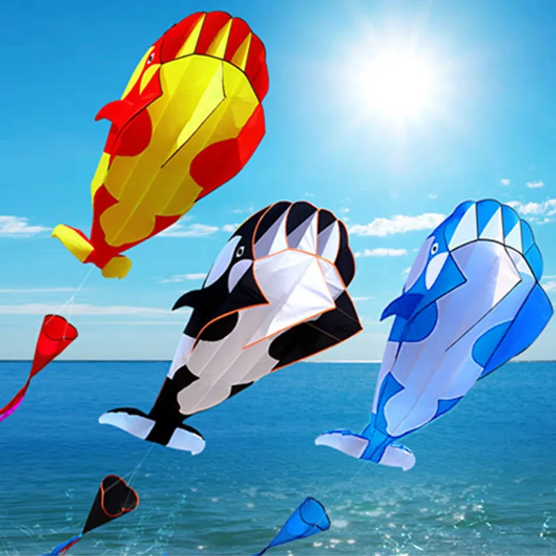 free shipping large soft kite dolphin kite nylon kite line animated kites flying inflatable kite reel outdoor fun toys Parafoil