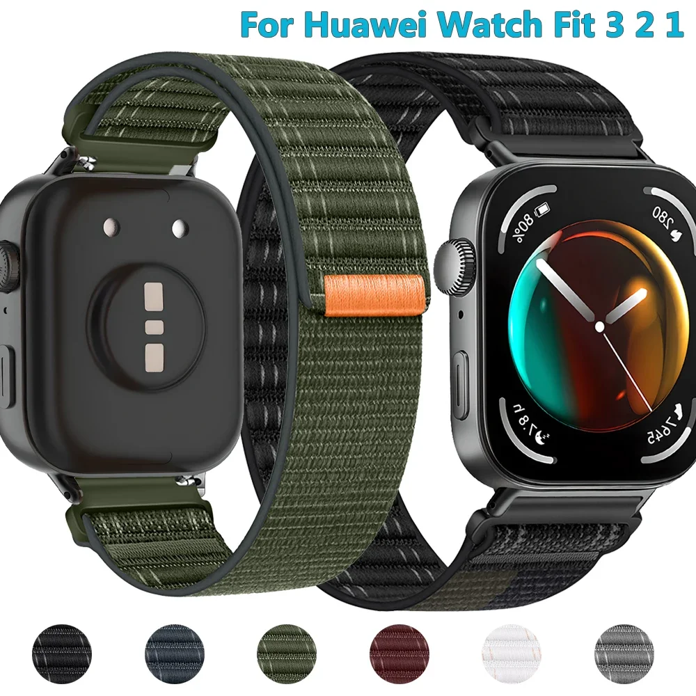 huawei-watch-fit-3-2-1対応-新型ナイロンループストラップ-スポーツ通気性交換用リストバンド-ベルトアクセサリー