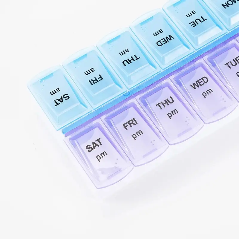 Weekly Pill Organizer 2 Times a Day, Pill Box 7 Day with Zipper Case, Travel Pill Case Am Pm for Vitamin Medicine Organizer