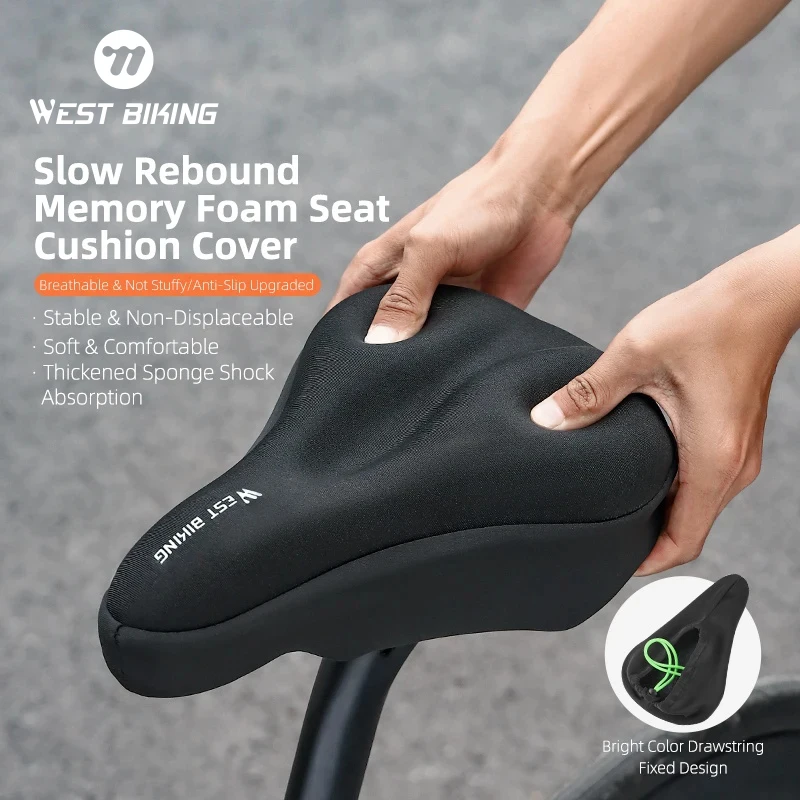 

WESTBIKING Comfortable Bicycle Saddle Cover Memory Foam Bike Seat Cover Soft Rebound MTB Bike Saddle Cushion Bicycle Accessories