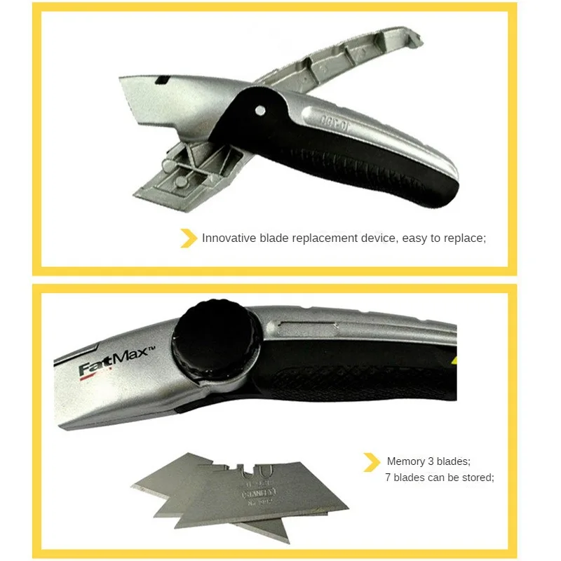 Stanley FatMax Heavy Duty Cutting Knife with 3pcs Trapezoidal Blade Wallpaper Carpet Art Knife 10-777-22