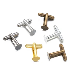10Pcs Mens 6-12mm Flat Round Settings Cuff Links Blank Shirt Cufflinks Tray For DIY Jewelry Findings Making Clothes Accessories