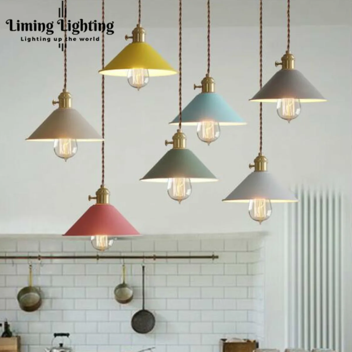 

Nordic Simple Bar Hanging Lamp Colored Pendant Light Restaurant, Bedroom, Bedside Lights, Modern Art And Creative Lighting