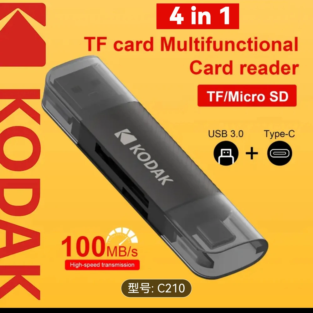

Устройство для чтения карт Kodak 4 в 1, устройство для чтения карт Micro SD TF, USB-адаптер, высокоскоростное устройство для чтения карт памяти TF, аксессуары для ПК и ноутбуков