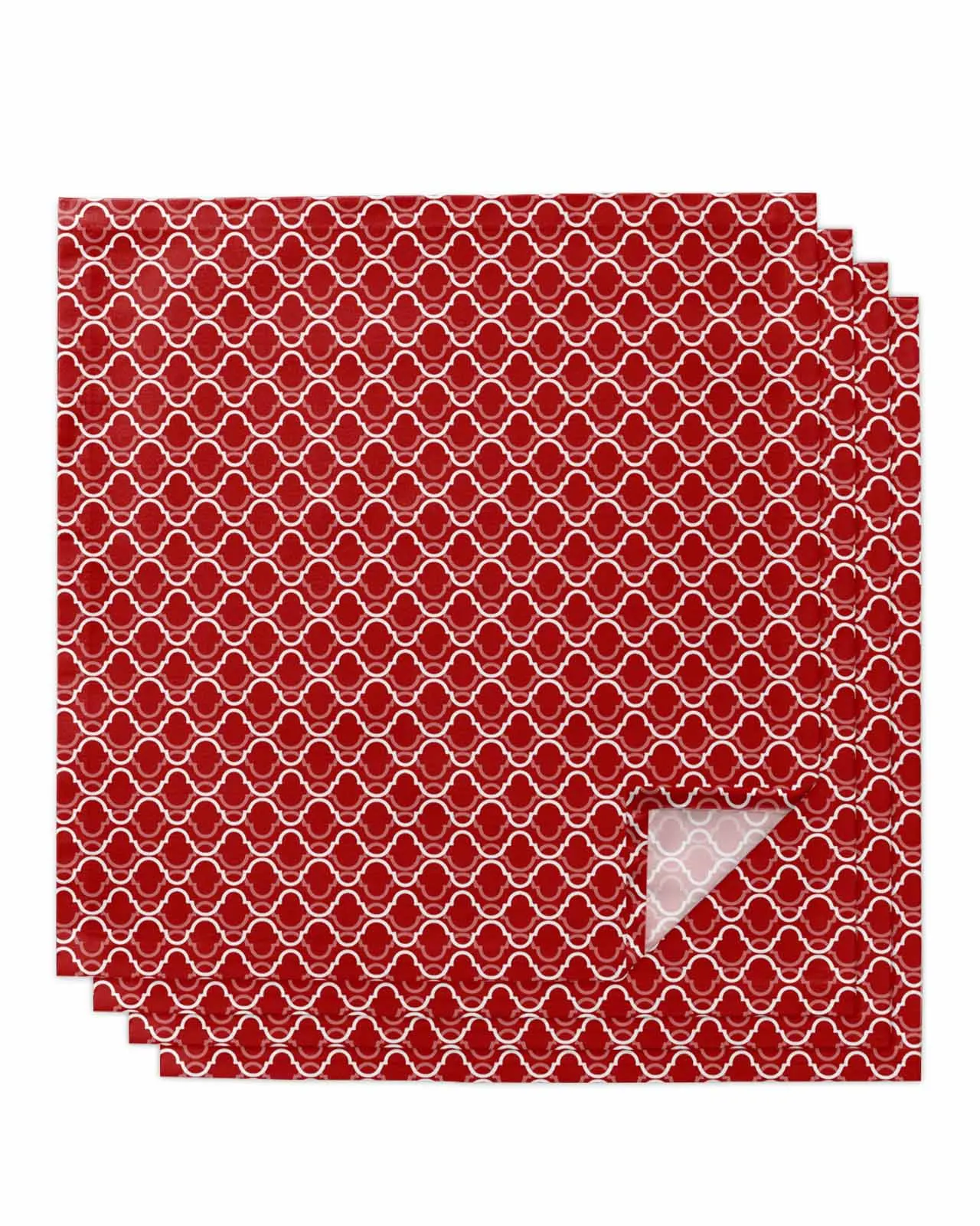 4pcs Red Geometric Figures Moroccan Pattern Table Napkins Cloth Set Kitchen Dinner Tea Towels Table Mat Wedding Decor Napkins