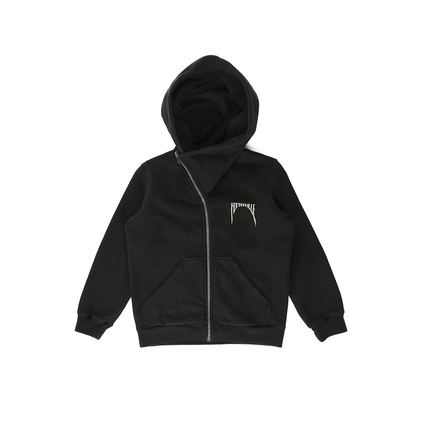 Autumn and winter season Y2K irregular diagonal zipper personalized niche solid color men's and women's hooded sweatshirt