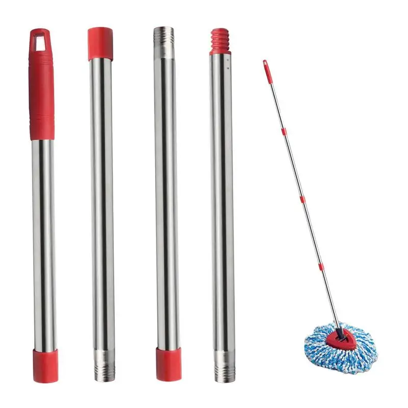 Spin Mop Handle Mop Rod Replacement Handle Pole Stick 4-Section Detachable Extended Mop Rod Pole For Triangle Spin Mops Broom