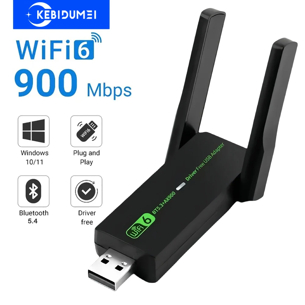 

900 Мбит/с Wi-Fi 6 USB-адаптер двухдиапазонный 2,4G/5Ghz Bluetooth 5.4 беспроводной Wi-Fi-приемник USB-ключ сетевая карта для ноутбука Win 10/11