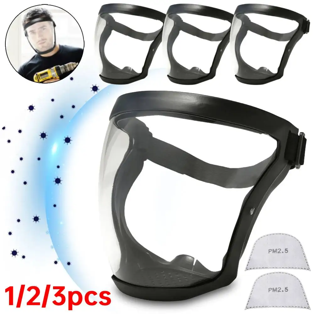 Full Face Protective Cover Head Eye Safety Protector Splashproof Work Protection Face Mask Transparent Glasses Screen Visors