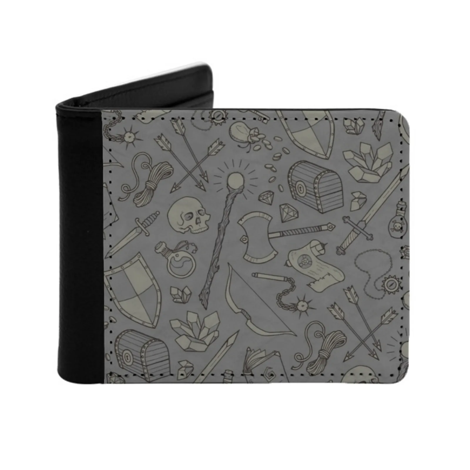 

Inventory In Grey Personalized Men's Leather Wallet Card Money Bag Pu Leather Wallet Inventory Sword Shield Dagger Knife Knives