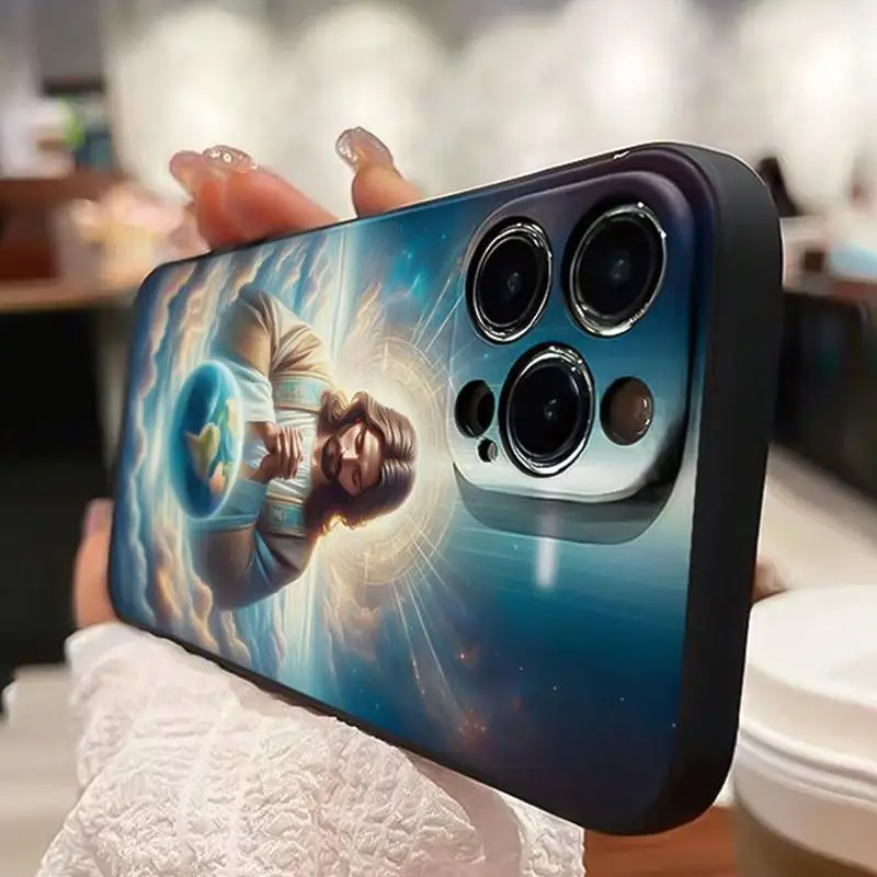 حافظة هاتف بنمط يسوع، حافظة واقية للهاتف المحمول مضادة للسقوط لهاتف آيفون 16 برو ماكس 15 برو 14 بلس 13 12 11 #5