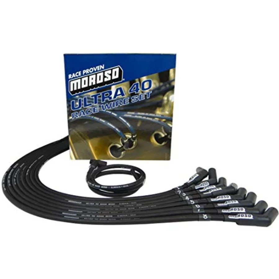 

Ultra 40 Black Spark Plug Wire Set, Fits Big Block Chevy w/Under Header Routing, HEI Distributor Ends and 135 Degree Plug Ends