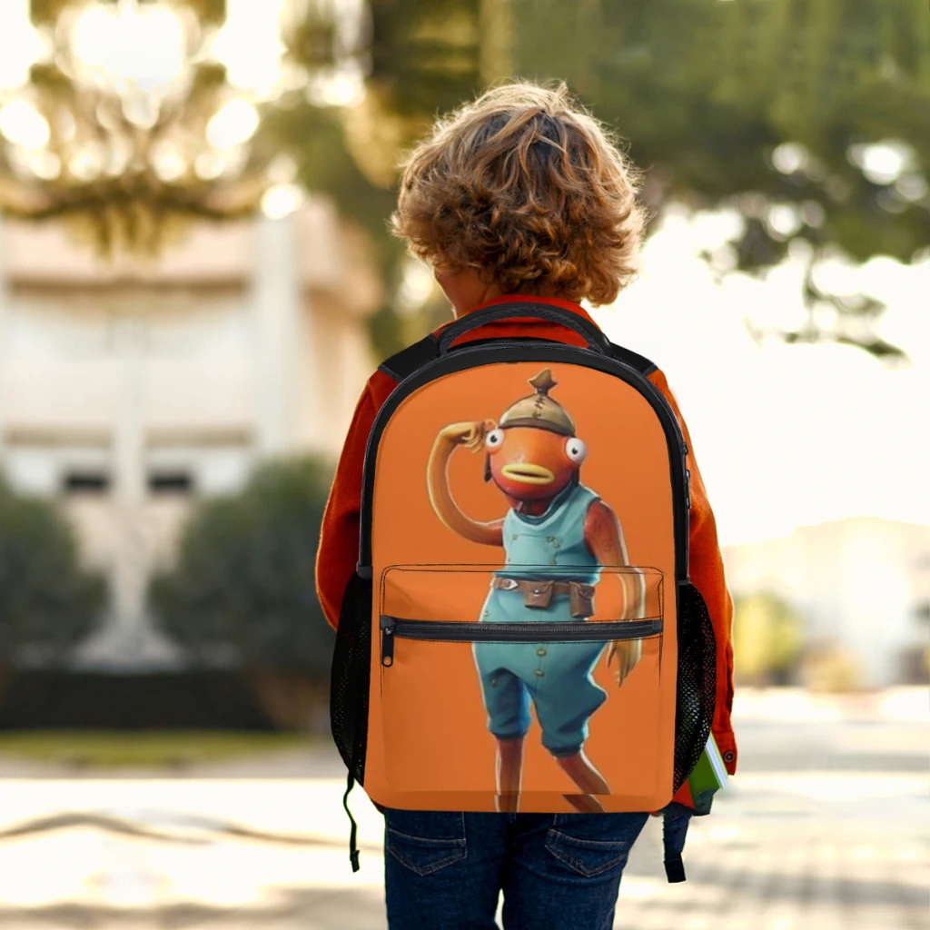 Yeet mochila escolar de fishstick para niñas, mochila de estudiante de gran capacidad, mochila de estudiante de secundaria de dibujos animados, 17 pulgadas