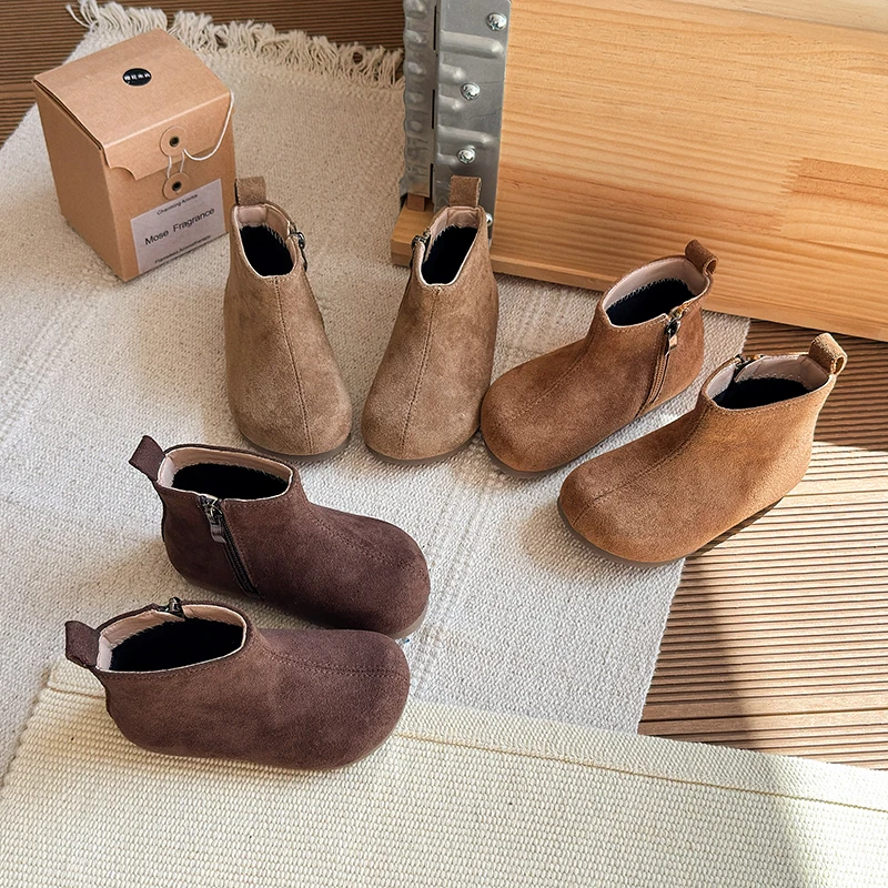 

Autumn Winter Children Shoes for Baby Boys Girls Boots Outdoor Toddler Kids Plush Ankle Boots Soft Bottom Anti-slip Infant Shoes
