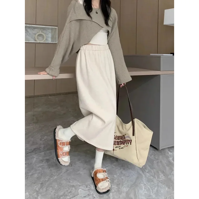 Corduroy Half Skirt Women Autumn Winter High Waist Slimming A Line Skirt Petite Size Fashion Bottoms