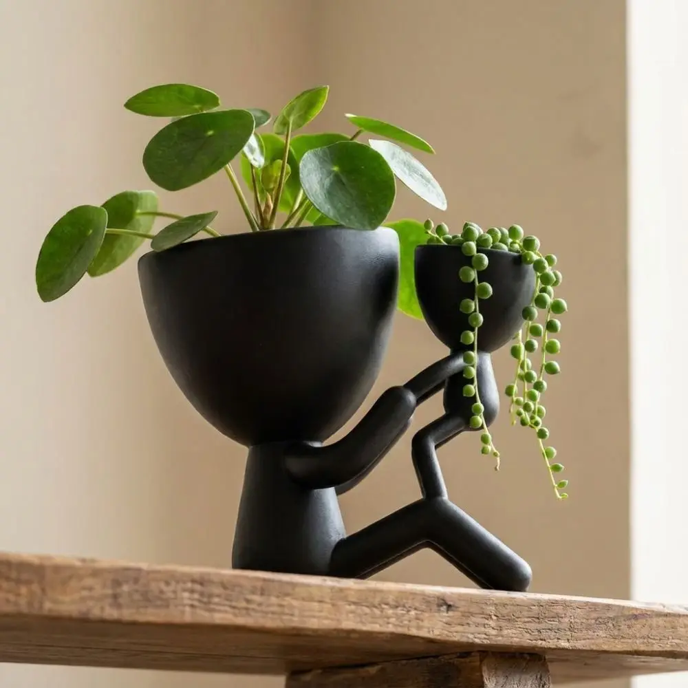 3D Printed Mother and Child Figure Planter Pot Family Themed Anti Tipping Warm Figurine Succulent Planter Minimal Stable Base