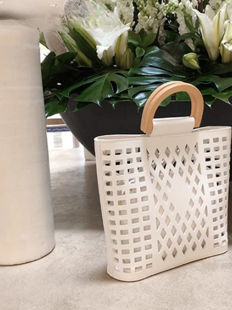 

Designer Brand New Bag Fashion Retro Wood Ring Hollow Bucket Shoulder Crossbody Bags for Women Сумка Женская Hot Selling