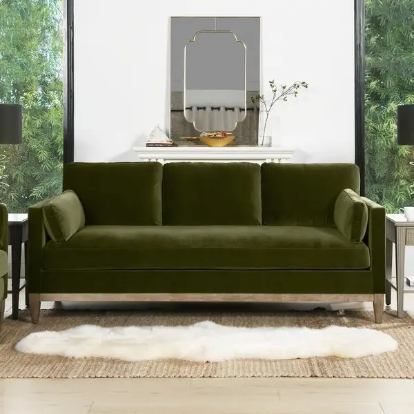 

Knox 84' Modern Farmhouse Sofa, Olive Green Performance Velvet