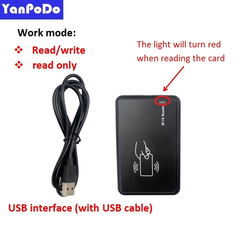 Yanpodo 860Mhz~960Mhz Plug and Play UHF RFID Reader OTG HID Keyboard USB RFID Writer for Windows Android IOS Emulation Reading