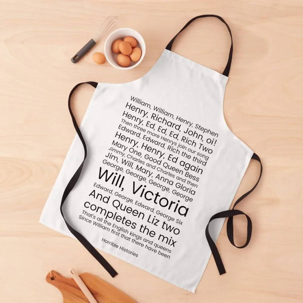 Horrible Histories - Kings And Queens Song Apron home women manicurist Cleaning Products For Home Cute Kitchen Accessories Apron