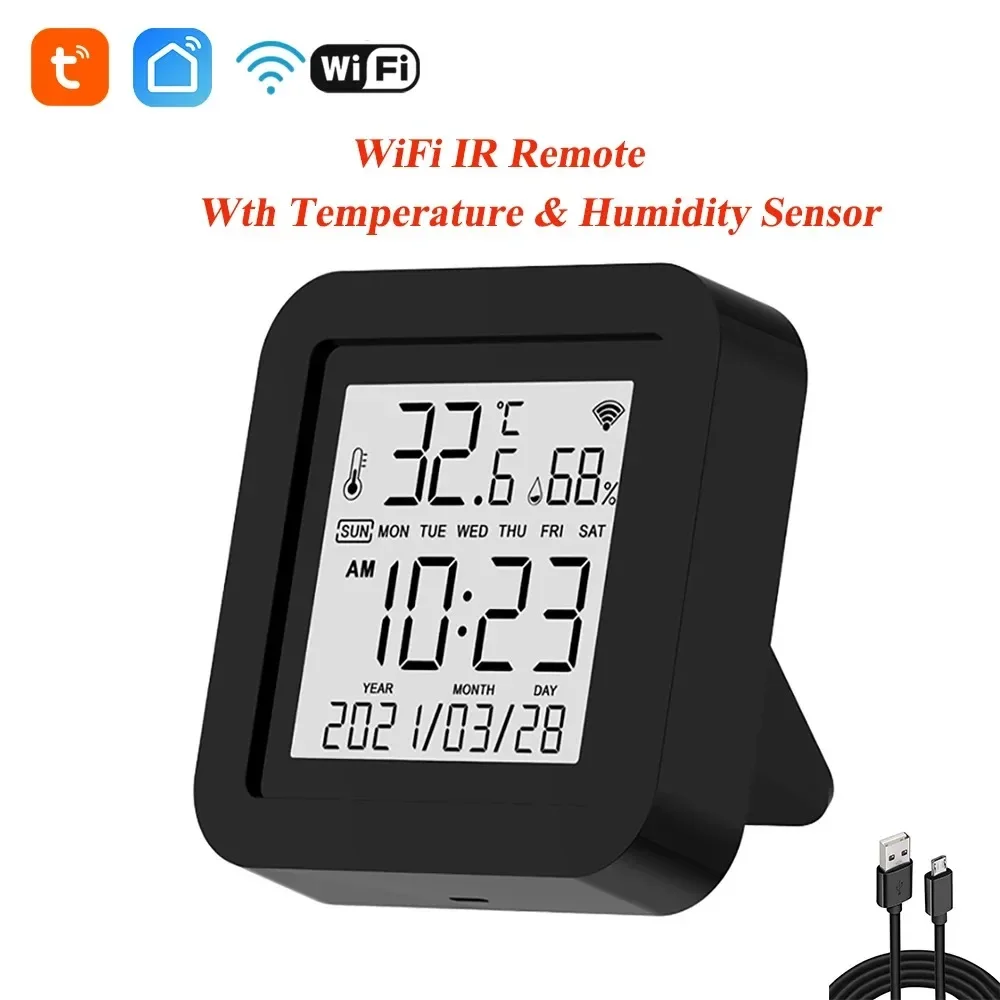 

Tuya Temperature and Humidity Sensor LCD Screen Wifi IR Babies Rooms Warehouse Indoor Tem Monitor Work With Alexa Google Home