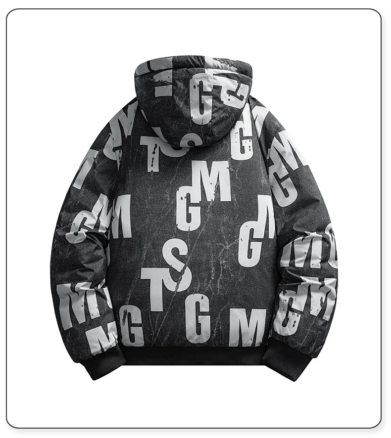 2026 Winter Men's Cotton Jacket letter pattern double-faced Cotton Jacket men Winter Coat Edition Trendy Thick solid color