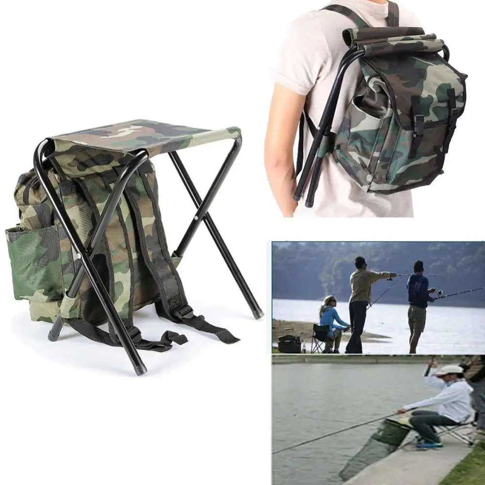 2 in 1Camouflage Outdoor Chair Bag Fishing Backpack Chair Stool Convenient Wear-resistant for Outdoor Hunting Climbing Equipment