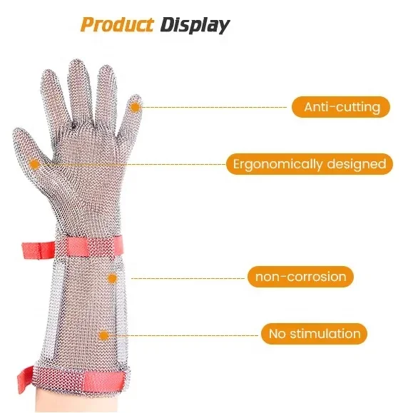 China Quality Cut Resistant Hand Protection Clothing Cutting Stainless Steel Ring Chainmail Butcher Gloves For Long Sleeve