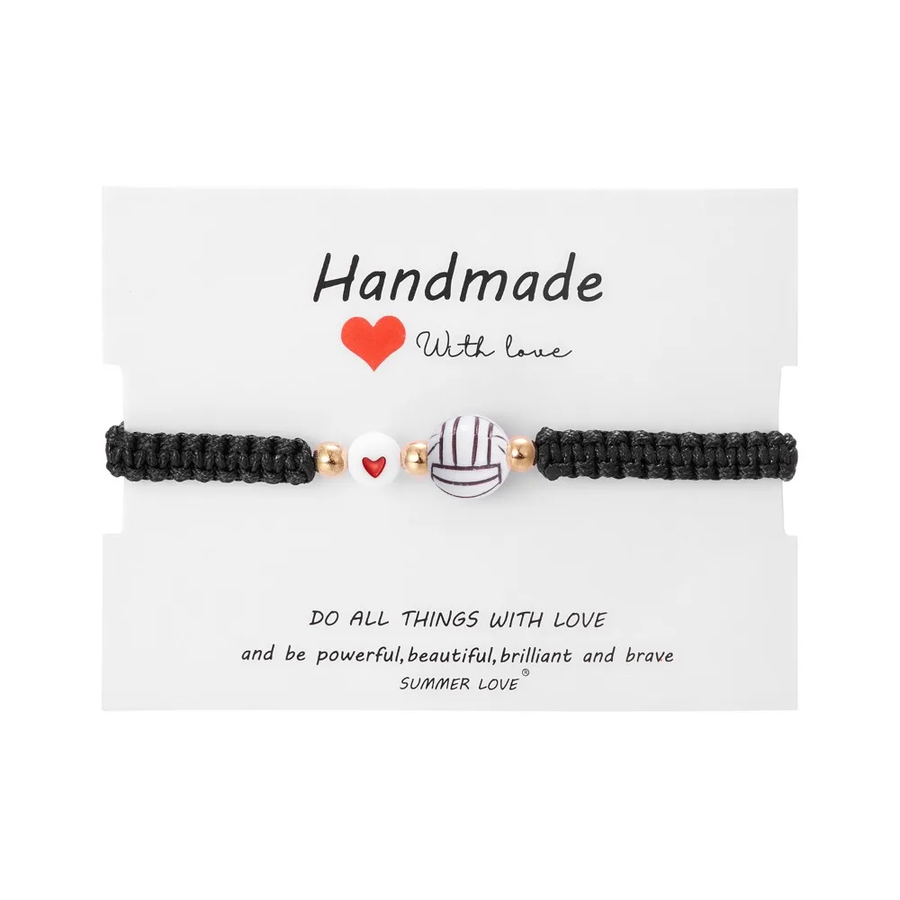 Handmade Basketball Baseball Bracelet Korean Style Volleyball Sport Style Woven Bracelet Resin Jewelry Accessories