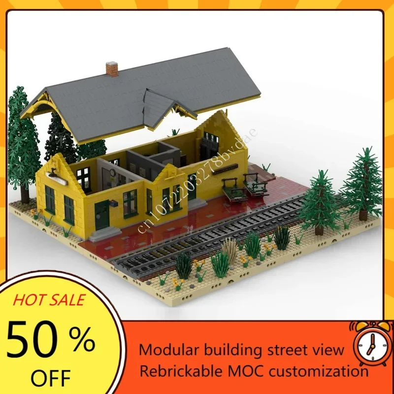 3989 ELEMENTÓW Union Pacific Shelton Depot Modularny MOC Kreatywny Puzzle Model Ulicy Architektura DIY Zabawka Edukacyjna Prezent