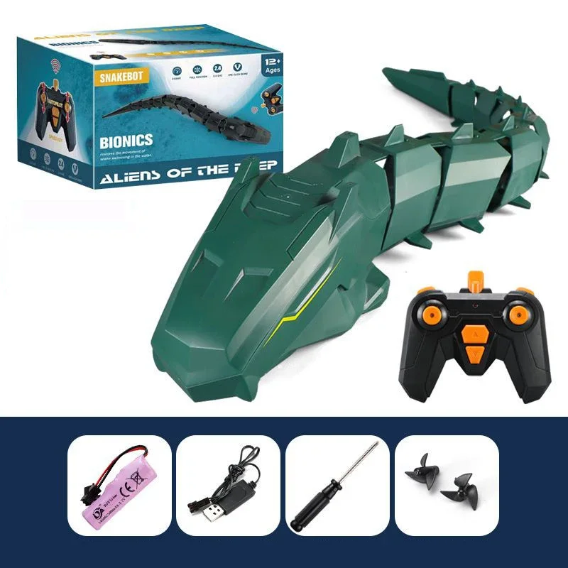 Rc boa constrictor natação na água cobra de controle remoto 4ch animal eletrônico engraçado peixe piscina elétrica brinquedo para crianças
