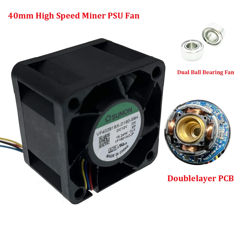 New 40mm 4cm Racing Car Booster High Speed Motor Cooling Fan VF40281BX-D190-S9H 40X40X28mm 12V Dual Ball Bearing 25000RPM