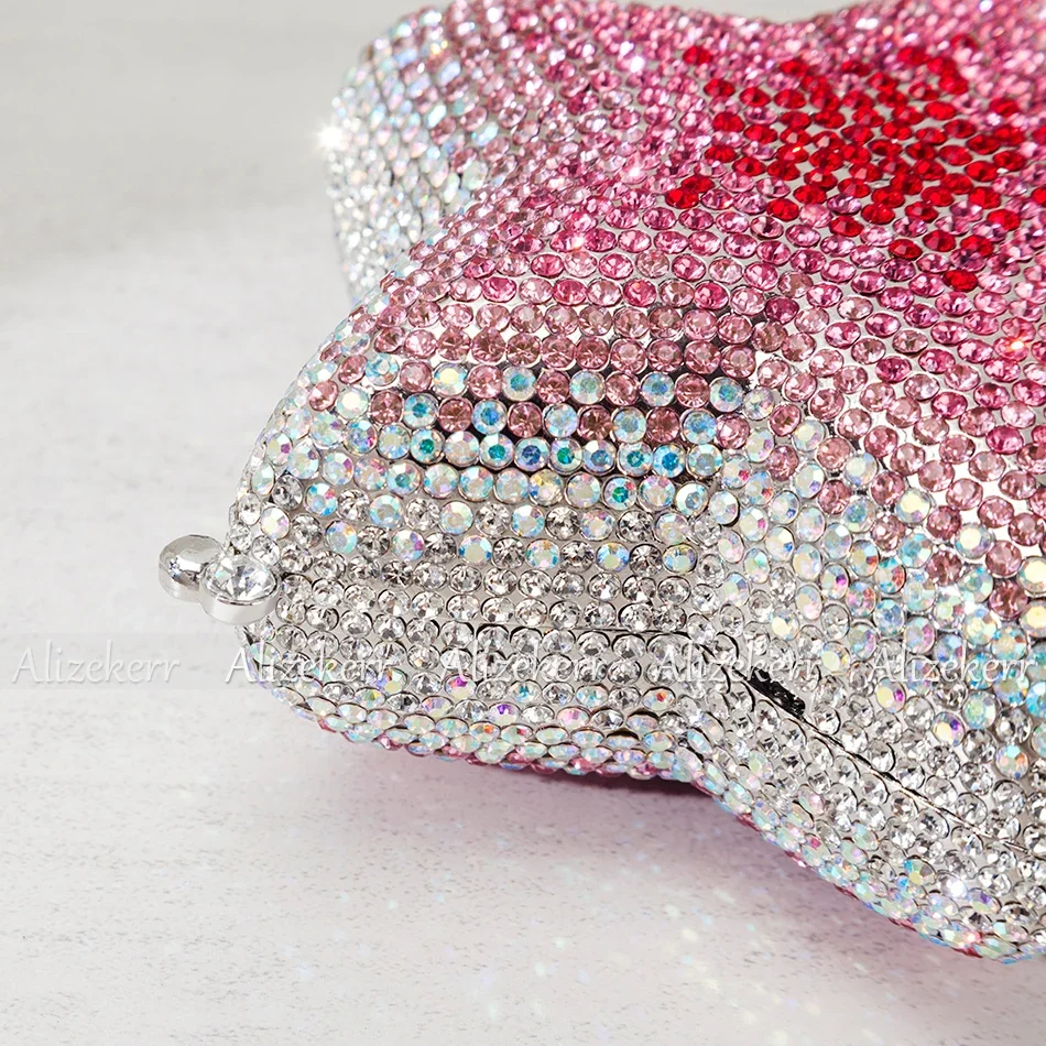 Alizekerr Star Shaped Crystal Evening Bags Women 2024 Boutique Gorgeous Gradient Colour Diamond Mini Clutch Purses Wedding Party