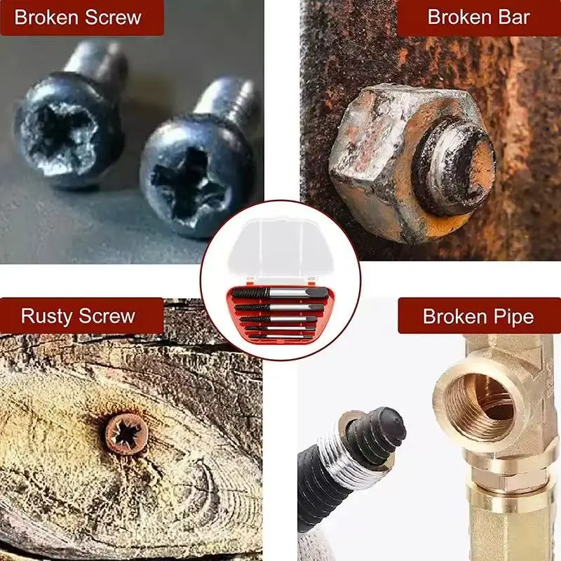 6-8 Pcs Set Screw Extractor Easily Take Out Damaged Water Pipe Extractor Broken Bolt Screws Remover Woodworking Tools Drill Bits