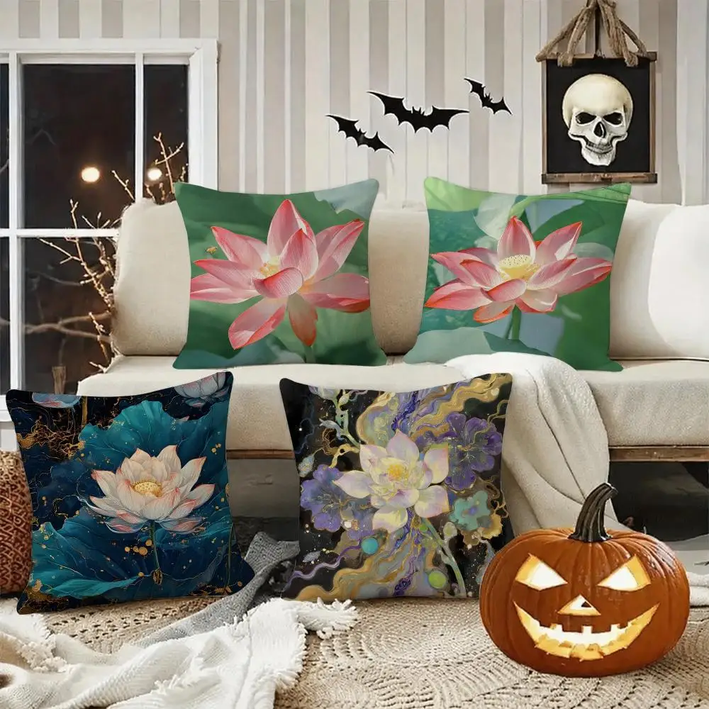 Lotus Cushion Cover Halloween decoration trick or treat cushion cover, ghost, pumpkin head, bat decoration