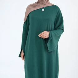 Autumn Knit Abaya for Women, Batwing Sleeves Slit Cuffs, Warm Long Muslim Dress, Modest Hijabi Robe, Islamic Clothing, Ramadan