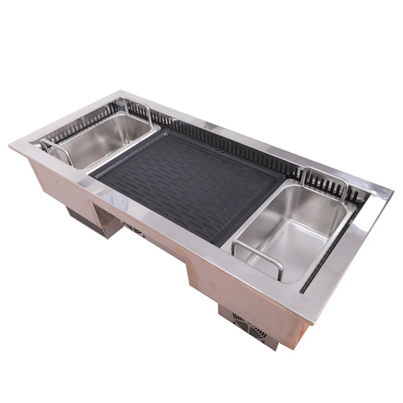 

Rectangle rinse and roast integrated furnace, multi-functional electric barbecue oven