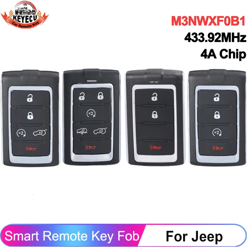 

KEYECU 3/4/5/6 кнопки 433 МГц 4A чип для Jeep Grand Wagoneer Cherokee L 2021 2022 2023 M3NWXF0B1 автоматический ключ дистанционный смарт-брелок