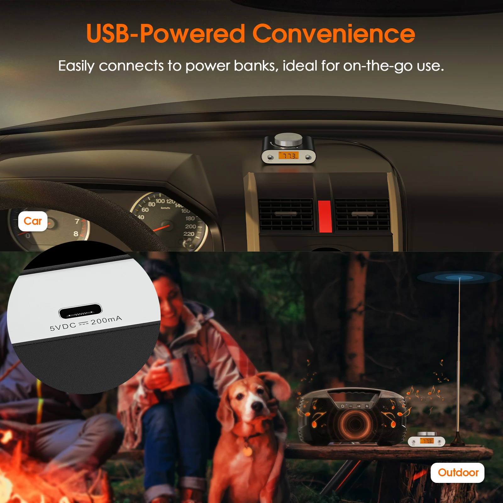 Nobsound Mini 64-108MHz موالف راديو FM يدوي وجهاز استقبال البحث التلقائي للمنزل/السيارة مع شاشة عرض