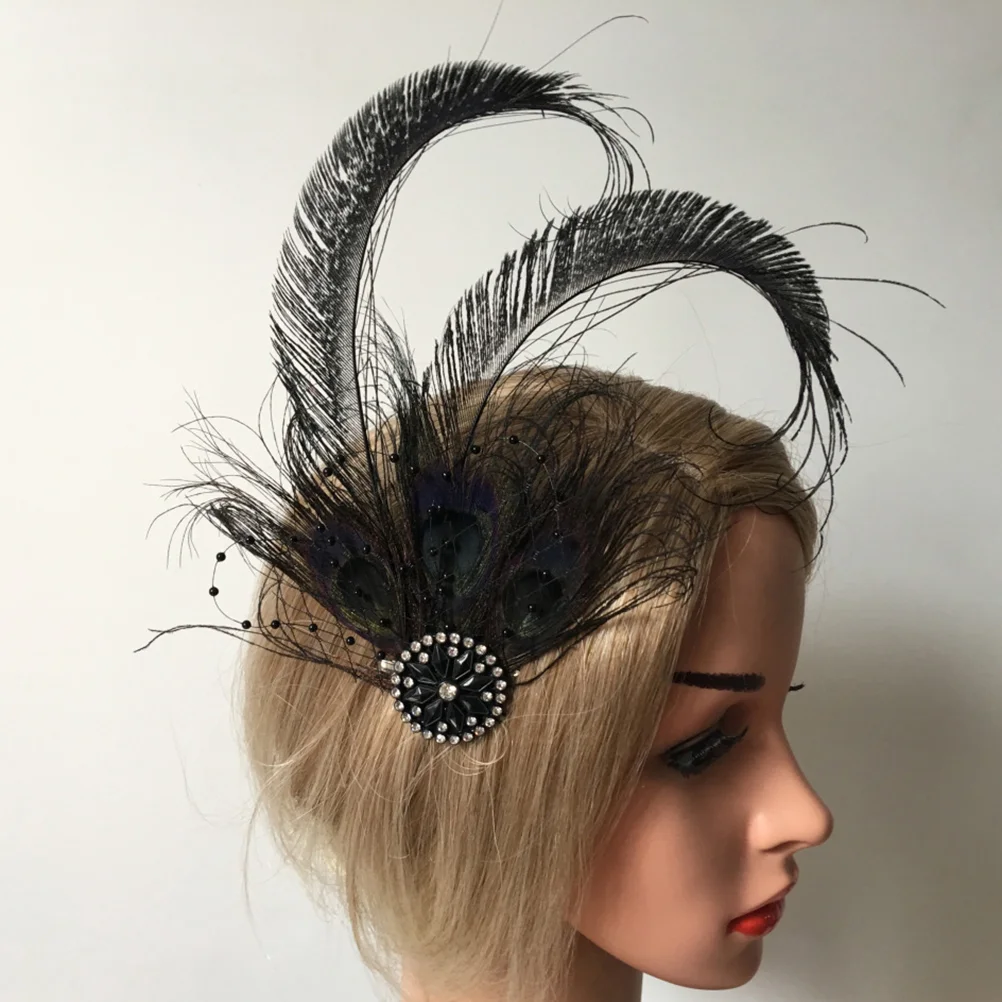 Bride Peacock Hair Clip Ribbons Stage Show Band Wedding Photo Headdress Bridesmaid