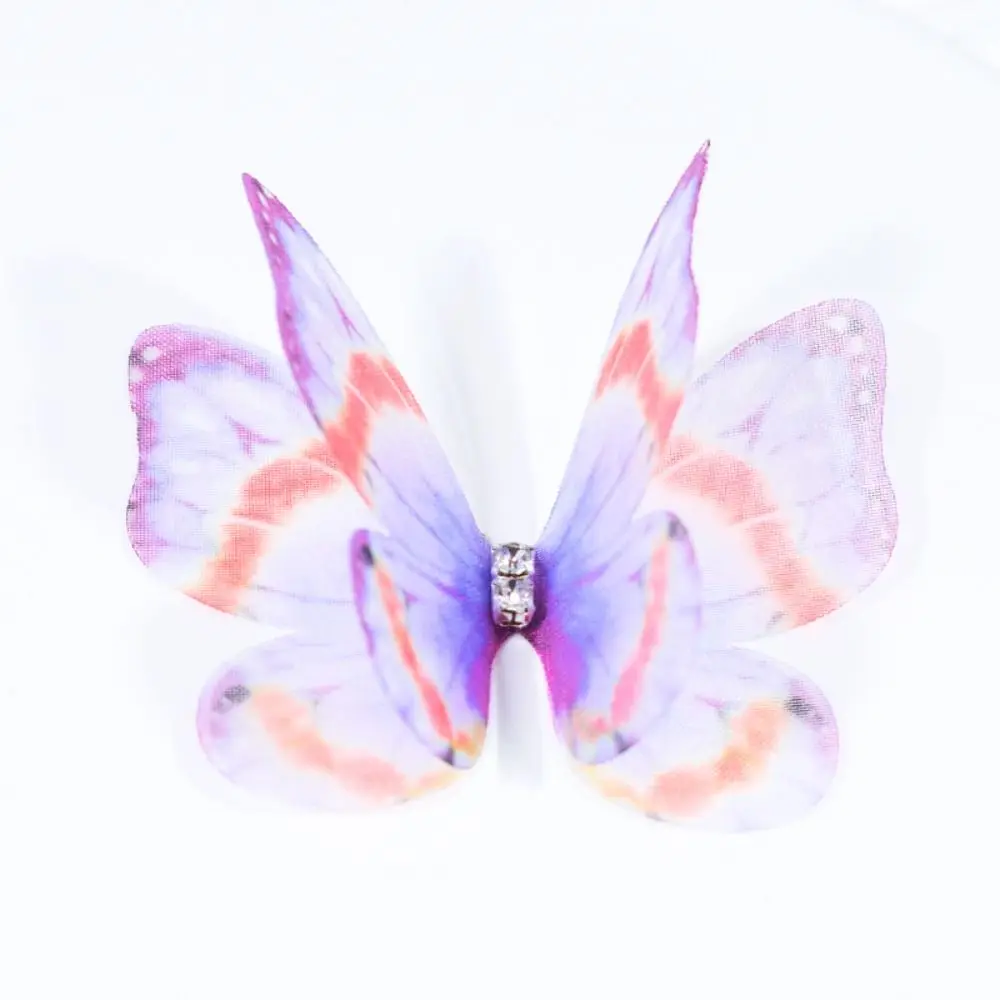 3D Organza Fabric Butterfly Appliques Double-layer Gradient Color Simulation Mesh Butterfly Patch Translucent