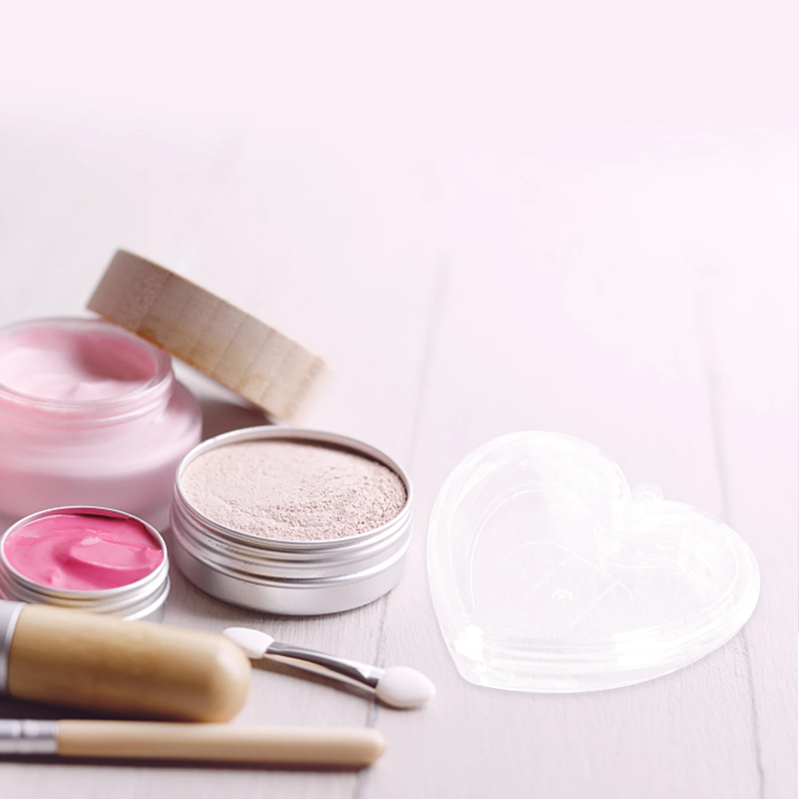 Étui Compact en poudre vide en forme de cœur, conteneur transparent pour surligneur de Blush, porte-maquillage, plateau de fard à paupières, poêle à fard à joues, Mini ample