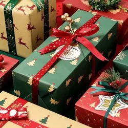5Pcs Kraft Gift Wrapping Paper Christmas Gift Packing Paper Parcel Packing Art Craft Home Decoration Festive Party Supplies